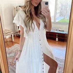 Women White Cover Up Festival Kimono Beach Festival Swim Cardigan Boho Wrap
